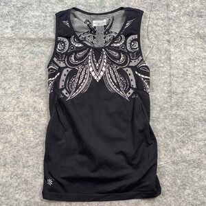 Athleta Women's XS Black + White Paisley Ruched Side Athletic Tank